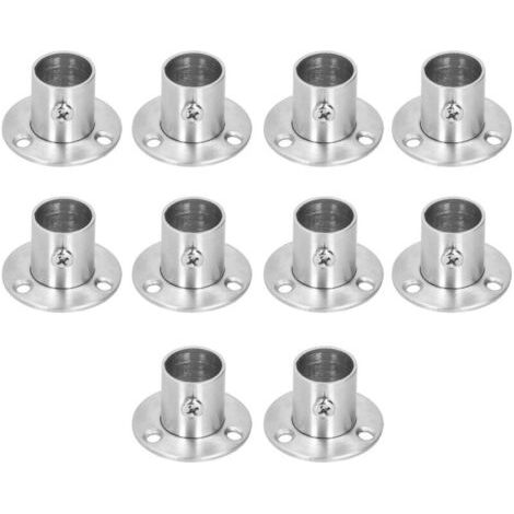 Lot de 10 supports de bride en acier inoxydable pour penderie, support de tringle à vêtements, support de tube rond (1/4)