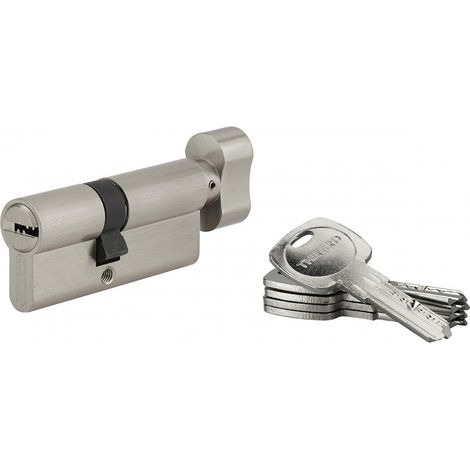 Cilindro Tiger 6 con pomolo 40 x 30 mm, nichelato, anti-estrazione, anti-perforazione, 5 chiavi – THIRARD