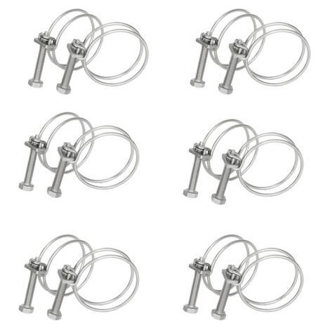 304 Stainless Steel Hose Clamps, Double Wire, Strong Fastening for Pipes and Cables, Silver 13-19mm (12pcs) (1/4)
