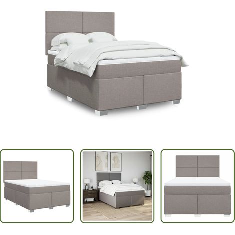 vidaXL Matelas à ressorts ensachés - Sommier à lattes de lit avec matelas Taupe 140x190 cm Tissu (1/5)