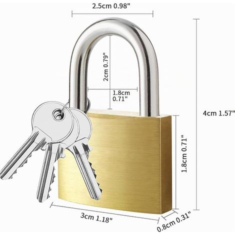 Lot de Cadenas Clé de Laiton Petits Cadenas Casier College (1/4)