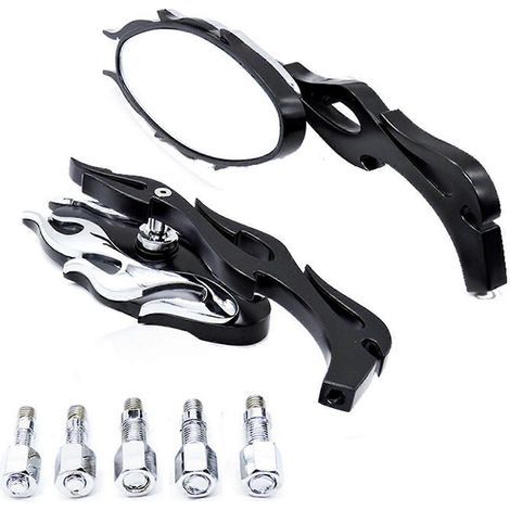 Vue arrière universelle pour moto en alliage de zinc noir, extrémité de guidon latérale (1/5)