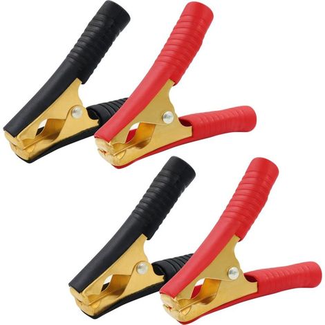 (100A 4Pièces) Pince Batterie Voiture Pince Crocodile Batterie Pinces Crocodiles Voiture, Pince pour Batterie avec Gaine Isolante,pour Automobile, Camion, Bateau (1/5)