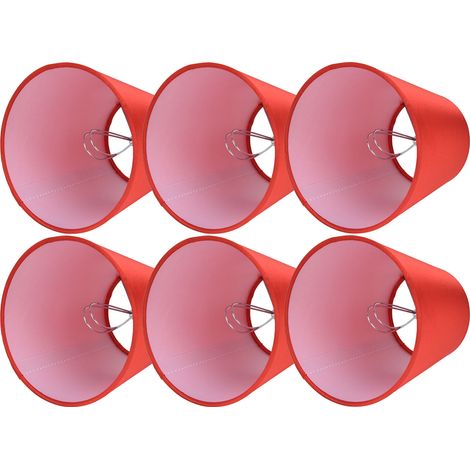 Lot de 6 abat-jour E14 en tissu pour lampe de table ou plafonnier, rouge vif, PX150 (1/5)