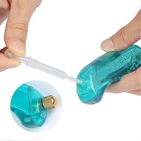 Le kit d'outils de coupe de verre comprend un coupe-verre bleu immergé dans l'huile et trois lames de rechange supplémentaires (6 mm-12 mm, 12 mm-20 mm). (1/5)