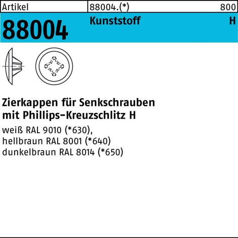 Kappen 2 x 12/3,5-5 für Kreuzschlitz H, h. braun Kunststoff S 1000 Stk (1/2)