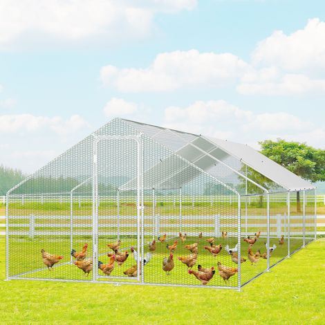 Randaco Recinto gallinero parque vallado 3x8x2 m 24 m² acero galvanizado Techo sombreado de PE Jaula parque recinto para animales