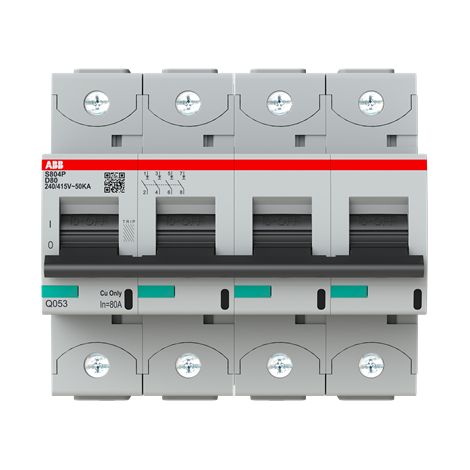S800P Disjoncteur modulaire 4P -80A courbe D 50kA 2CCG001247R0001 ABB G151716 (1/3)