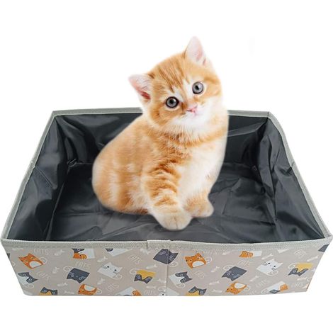 Foldable XL Travel Cat Litter Tray, Portable, Durable, Waterproof, Easy to Clean for Travel, Camping, Indoor, Outdoor, Car, Park, 47 x 36 x 13 cm (Kitten) (1/5)