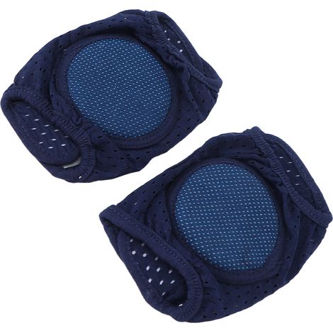 Lot de 2 genouillères bébé coton doux élastique unisexe antidérapant protection nourrisson bleu marine (1/5)