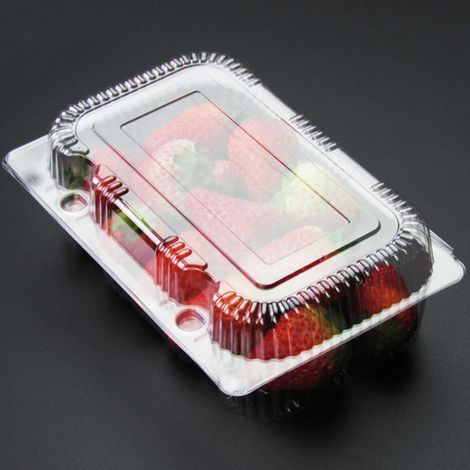 Lot de 25 boîtes de conservation jetables en plastique à charnière pour pains, fruits et légumes, 18,5 x 12,5 x 7 cm (1/5)