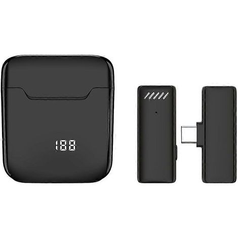 Microphone cravate sans fil double canal 2,4 GHz pour smartphone et ordinateur portable avec écran LCD HD en direct. Microphone cravate compact et portable. (1/5)