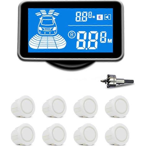 Système radar de stationnement pour voiture avec 8 capteurs de recul, avertisseur sonore et détection de distance pour la sécurité des véhicules dans les garages. (1/5)