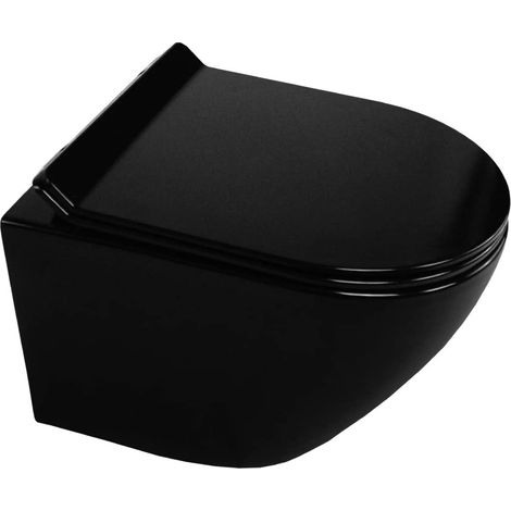 FRANCO - WC suspendu design NOIR (sans bÃ¢ti-support) + abattant soft close (1/4)