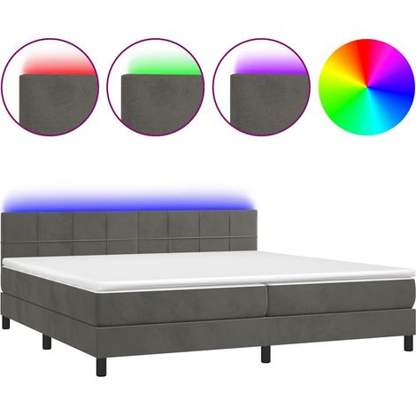 Maison Exclusive - Letto a Molle con Materasso e LED Grigio Scuro 200x200 cm (1/5)