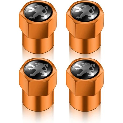 (Lot de 4 dorés) 4 bouchons de valve de pneu compatibles avec Peugeot 206, 208, 306, 307, 308, 407, 508 et 2008. Accessoires auto. (1/5)
