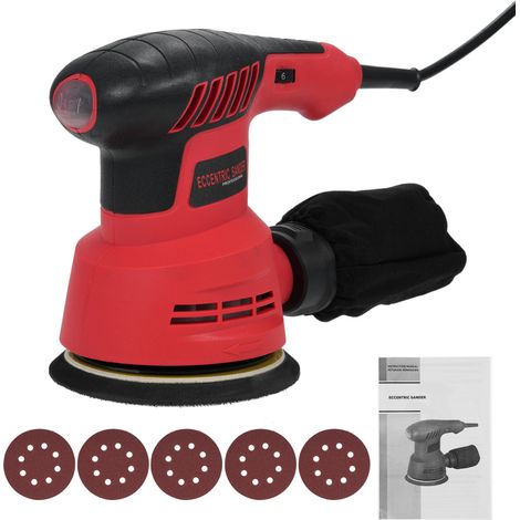 Levigatrice orbitale casuale 300W 13.000 giri/min, 6 velocità variabili, 5 carte abrasive e sacchetto per legno (1/5)