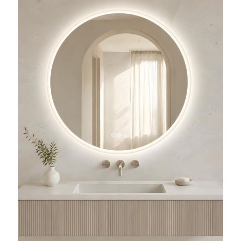80cm Miroir Rond Salle de Bain avec Bluetooth, Anti-Buée (1/5)