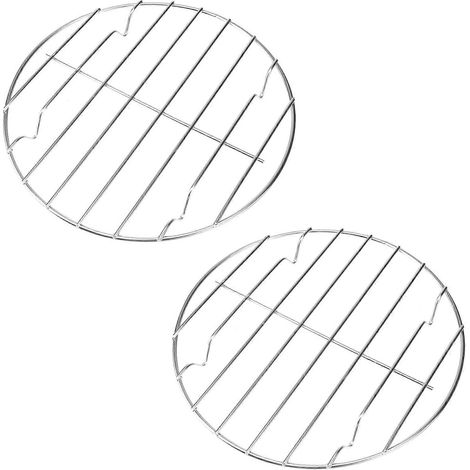 Grille de barbecue ronde, usage extérieur, lot de 2, argentée (1/5)