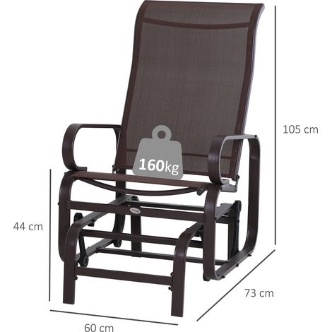 Fauteuil à bascule, chaise de jardin, chaise longue, balancelle de jardin en métal pour terrasse ou balcon, Texteline 60 x 75 x 104 cm, confortable et élégant