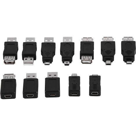 Adaptateur USB 2.0 Micro-Mini Mâle-Femelle - Compatibilité Réversible USB 1.1/1.0 - Pack de 12 Pièces