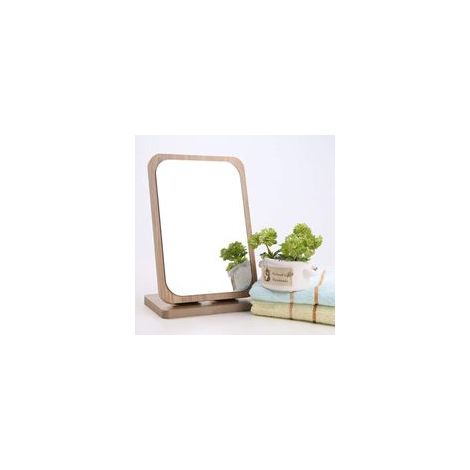 Miroir de Maquillage Miroir de Bureau, Portable de Table Rotatif à 90 Degrés Miroir Cadre en Bois Miroir (1/5)