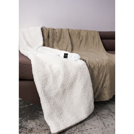 Plaid Termico Coperta Riscaldante Termocoperta Riscaldata Morbida Tinta Unita, misura180x140coloreBeige (1/4)