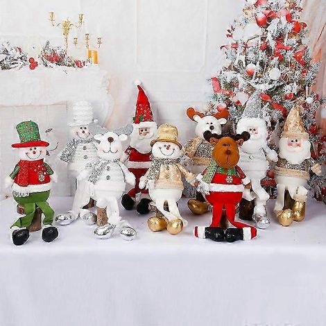 Décorations de Noël Père Noël bonhomme de neige élan poupée en tissu scène de Noël poupée cadeau de Noël (vieil homme) (1/4)