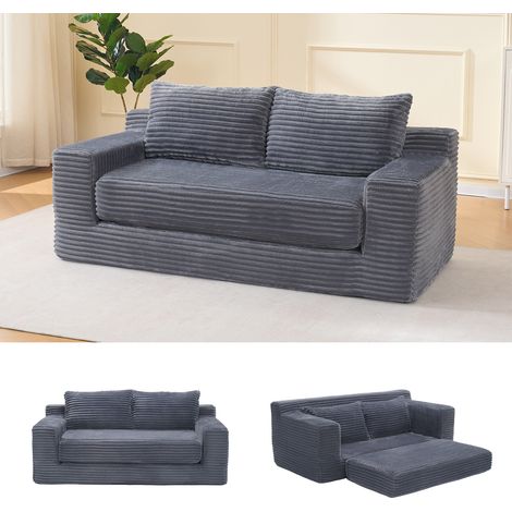 Sofá cama 2 plazas 2 en 1 de tela gris OKMYHOME (1/3)