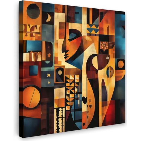 CUADRO EN LIENZO Figuras - Abstracto - Símbolos Decoracion Pared Salon 20x20 cm