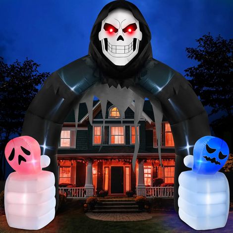3m Ghost Grim Reaper Inflatable Halloween Arch Decoration Giant Inflatable Deco with Integrated LED Lights, Ideal for Outdoor, Garden, Yard, Entrance, Lawn, Party or Shop (1/5)