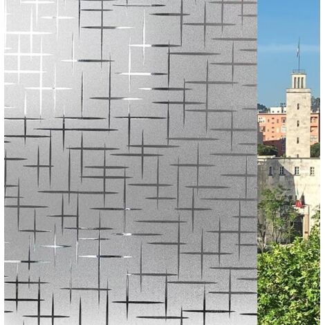 QORVA-Film décoratif pour verre (croix, 60 x 200 cm) adhésif sans colle anti-UV sans résidu Application facile Fenêtres de douche Adhérence statique amovible réutilisable (1/5)