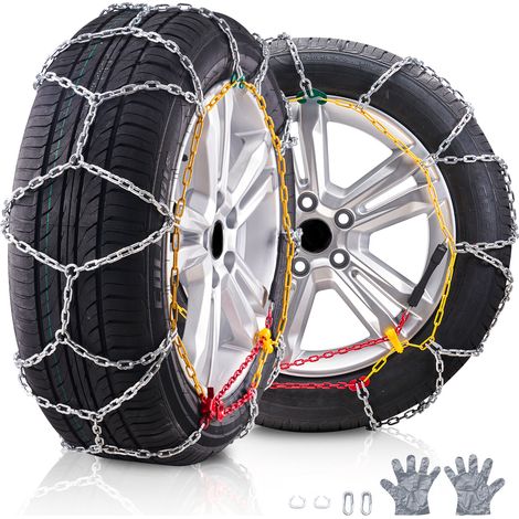 VEVOR Catene da Neve 645/605mm Catene da Pneumatici Lega di Acciaio al Manganese, Catene di Trazione di Emergenza 2 Pezzi, per Auto Catene di Emergenza per Carichi Pesanti per Auto SUV Camion Argento