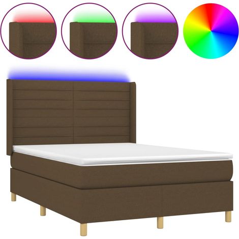 Maison Exclusive - Letto a Molle Materasso e LED Marrone Scuro 140x200 cm Tessuto