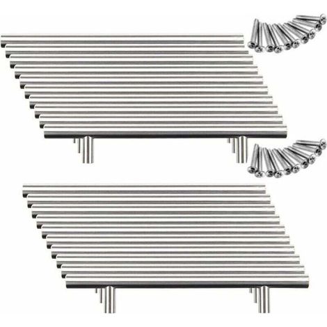 20pcs Poignée Bâton De Porte Cuisine Meuble Placard Inoxydable (128mm (Entraxe de Trous))