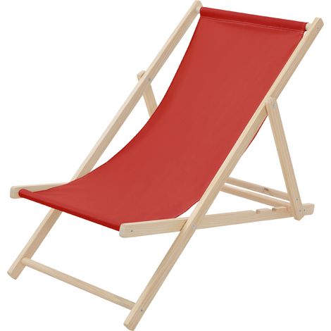 ECD Germany Liegestuhl klappbar aus Holz - 3 Liegepositionen - bis 120 kg - Rot - Sonnenliege Gartenliege Relaxliege Strandliege Liege Strandstuhl Klappliegestuhl Holzklappstuhl Strandliegestuhl