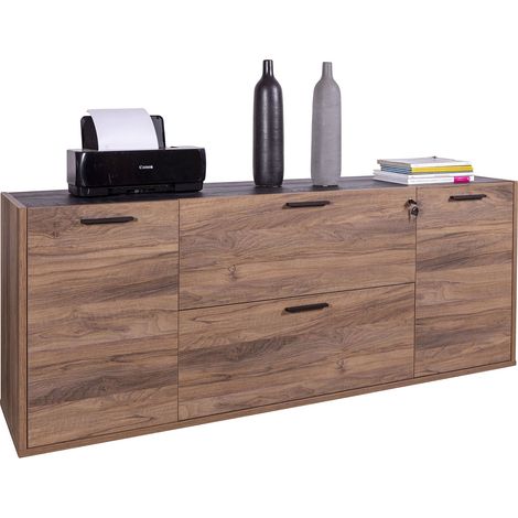 Contromobile con ante e cassetti "Da Vinci" in legno da ufficio arredamento per interno h 73 cm (1/4)