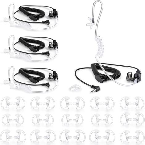 Juego de 4 auriculares de vigilancia con tubo acústico y auricular para teléfonos inteligentes, radios bidireccionales, transceptores y micrófonos con altavoz de 3,5 mm. (1/5)