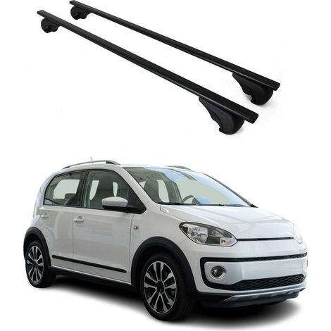 OMAC Barres de toit pour VW Up 2011-2023 – TÜV / DIN 75302:2019 – Antivol inclus – Charge max 75 kg – 2 barres Noir (1/4)