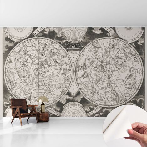 Papier peint adhésif décoratif pour chambre et salon Design moderne à poser facilement Carte stellaire 416x254 cm (1/5)
