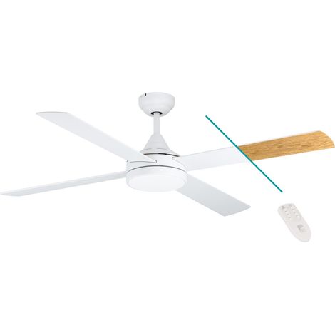 EGLO Deckenventilator TRINIDAD, 4 Flügel Ventilator mit Licht, weiß matt, Wendeflügel aus MDF in Weiß oder Eiche, Fernbedienung, Sommer Winter Betrieb, warmweiß–kaltweiß, dimmbar, AC Motor, Ø 122cm (1/5)