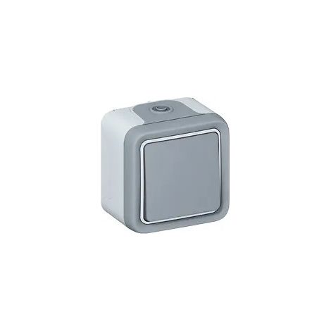 Legrand – Bouton d'arrêt d'urgence composable – Poussoir noir gris saillie plexo – Pour installations électriques en extérieur – Résistant aux intempéries
