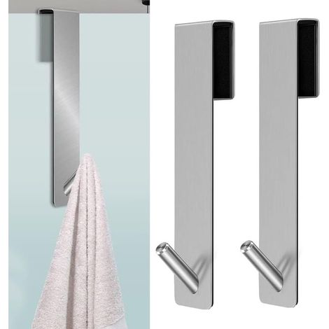 2 PCS Crochets de Porte de Douche,Accroche Serviette avec Couches en Mousse,crochets de porte pour cabine de douche paroi (1/5)
