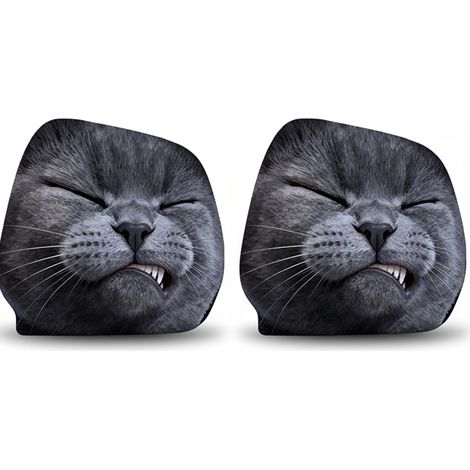 Juego de 2 fundas divertidas para reposacabezas de coche, diseño de perro de dibujos animados de Halloween, poliéster elástico, bordes elásticos, lavables. (1/5)