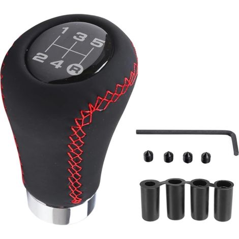1 pommeau de vitesse 5 vitesses,alliage d'aluminium,adaptateurs 8mm 10mm 11mm 12mm,ligne rouge,pour voiture boîte manuelle (1/5)