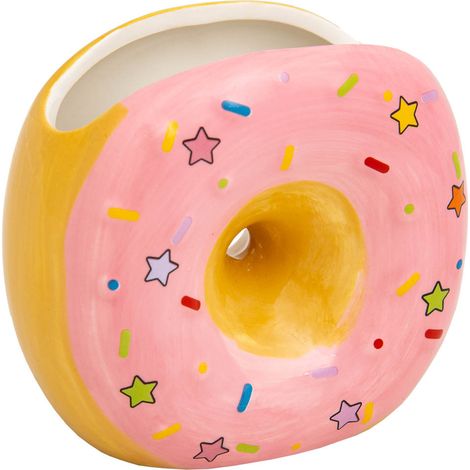 Porta lápices donut de cerámica rosa 11x6,5x11 (1/5)