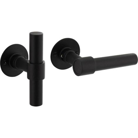 Poignée de porte L/T Krucko avec rosace plate 2mm noir - 0023.167102