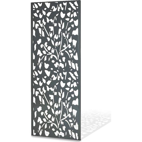 Terre Jardin – Panneau décoratif en métal 160 x 60 cm – Brise vue gris anthracite avec pieds métalliques – Fixation murale incluse (1/5)