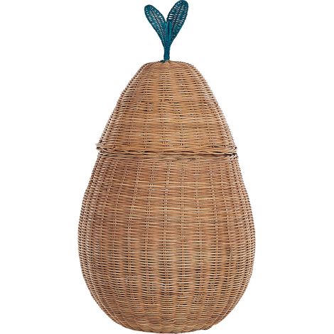Cesta de ratán natural beige 77 cm pera habitación infantil Vagsoy