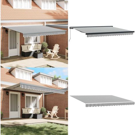 Markise Einziehbar Anthrazit und Weiß 4x3 m Stoff und Aluminium - Markise - Terrassenmarkise - Gartendekoration - Sonnenschutz - Outdoor Möbel - Home & Living (1/5)